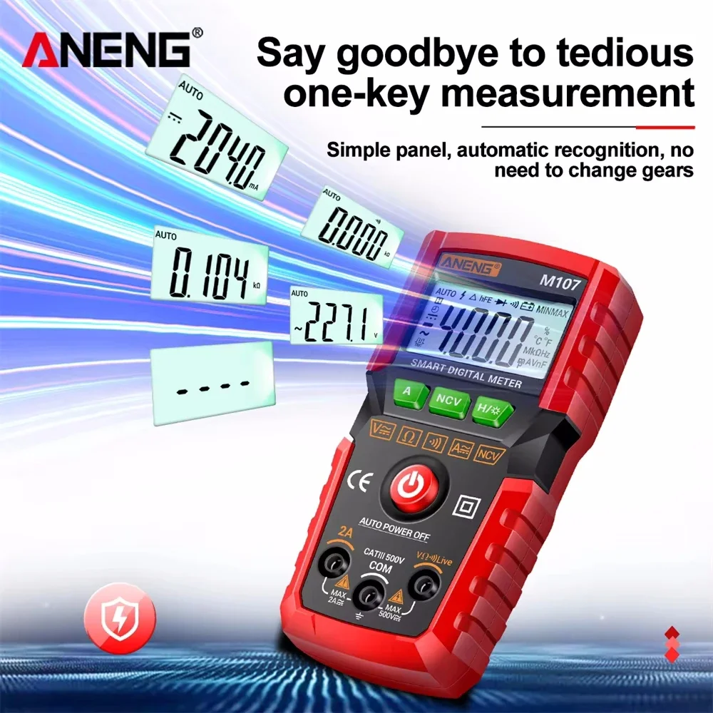 ANENG M108/M107 Mini Digital Multimeter 4000 Count AC/DC Electrical Instruments Tester Auto Multimetro Digital Profesional Meter