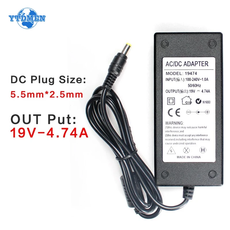 Adaptador de alimentação de 19 volts para asus k53b k53by k53by k53e k53f fonte de alimentação do adaptador dc 19 v 4.74a carregador portátil ac