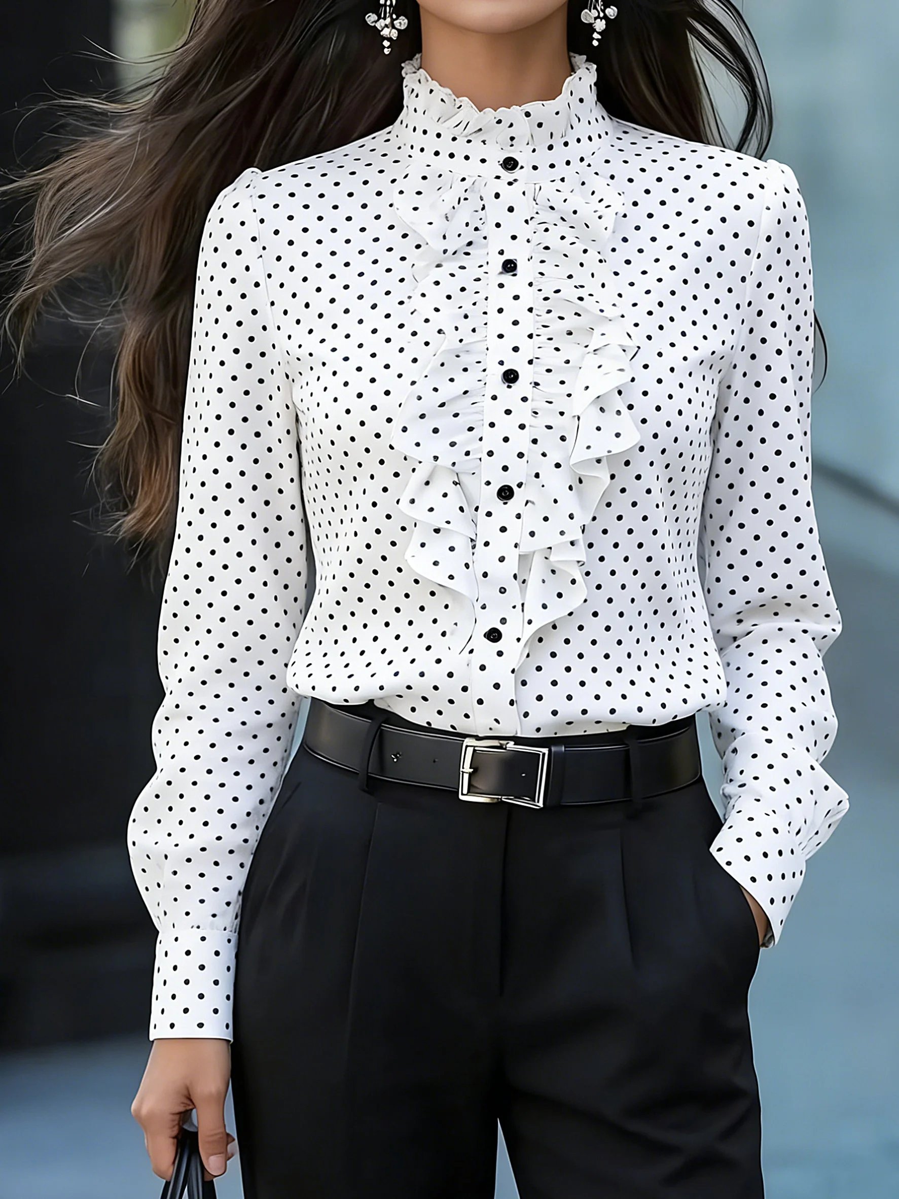Elegante, lässige Damenbluse mit langen Ärmeln – perfekt für den Wochenendurlaub – Detail 2