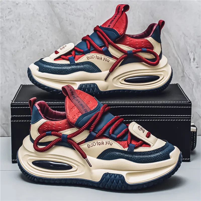 Designer color-blocked dad shoes, new trendy sports shoes for men, versatile and fashionable casual shoes