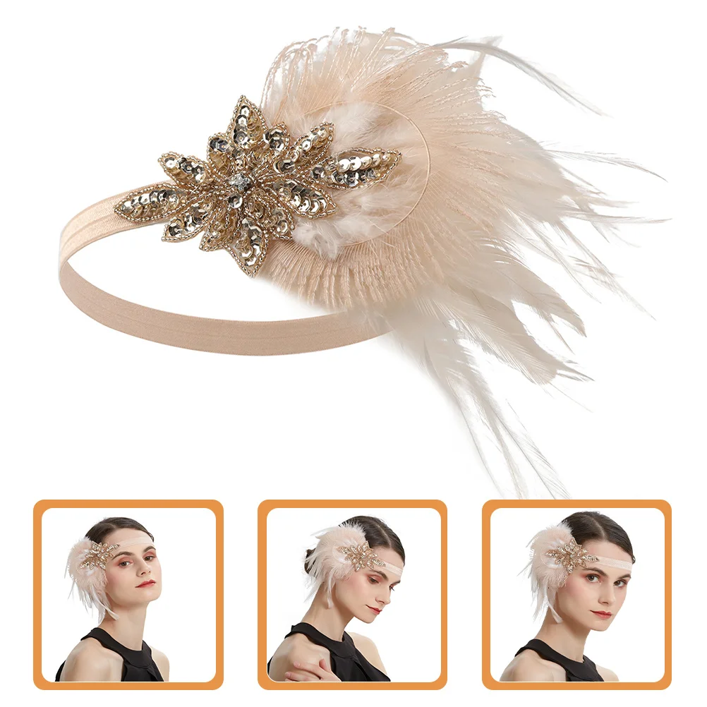 عقال الزعنفة فو بلوم حفل زفاف مأدبة الكرة 1920s خوذة المرأة طافوا 20s اكسسوارات خمر نمط #3
