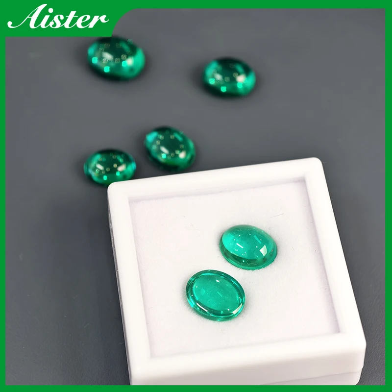 

Top Hydrothermal Columbia Lab Grown Emerald Gemstone Oval Cut Smooth Surface Synthetic Emerald Stone With AGL Certificate