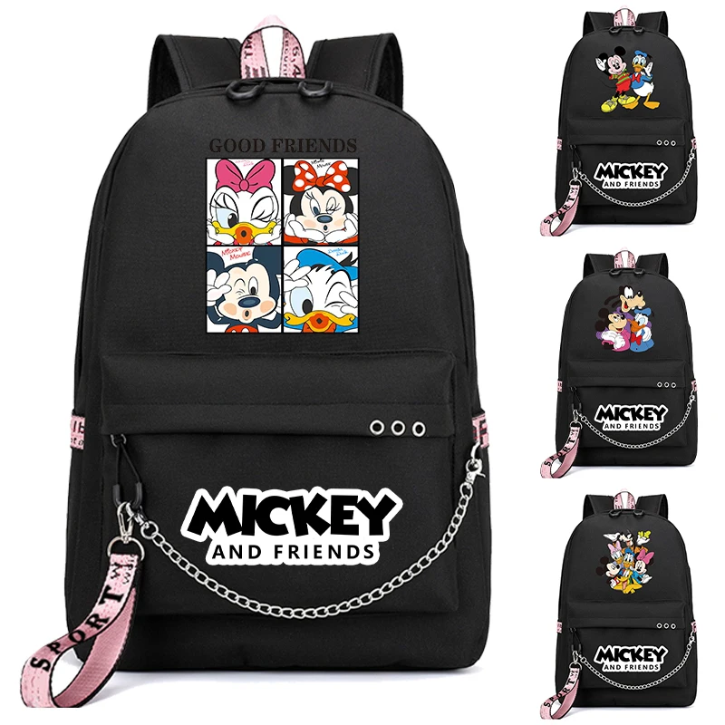 

MINISO Mickey Minnie Donald Duck Backpack Printed Bookbag Travel Bag Teenager Student Knapsack Daily Bag Boy Gift Rucksack