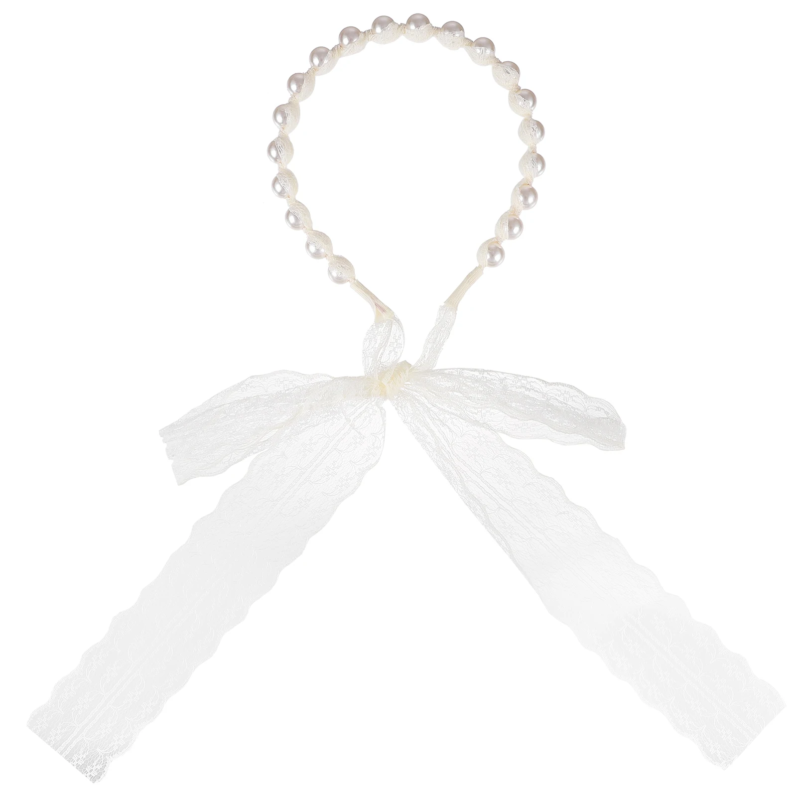

Pearl Hair Hoop Lace Girl Headdress Beige Bridesmaid Hairb Little Girl Hairstyle Wedding Party Stage Performance Hair