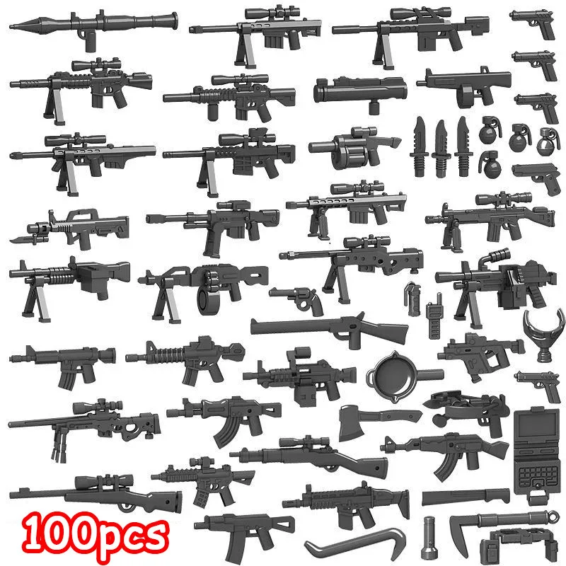 New Ammunition Box Building Block Gun Building Block Doll Toy Set Military Police Weapons Cannon Building Block Toys Gifts