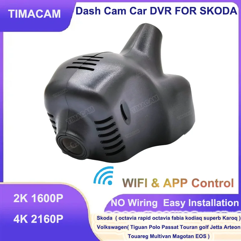 

2K WiFi Car Dvr 4K 2160P Front and Rear Dash Cam For Skoda Octavia a7 a5 Rapid Yeti Kodiaq Fabia Superb Karoq Driving Recorder