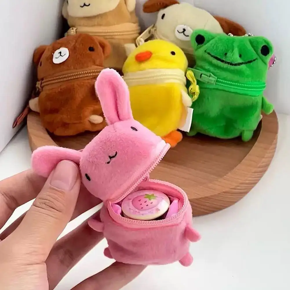 Keychain Bag Plush Coin Purse Charm Cartoon Doll Bag Protective Case For Bluetooth Earphone Storage Bag Cute Gift Creative Gift