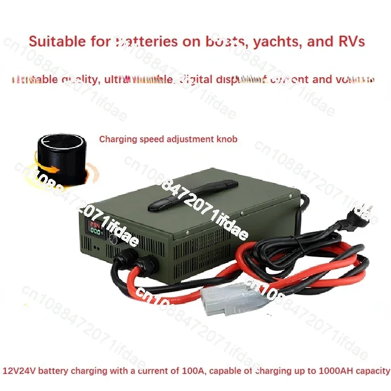 RV lithium battery charger 12V24V100A fast charging 1000A 800A14.6V for lithium iron phosphate/lead-acid use