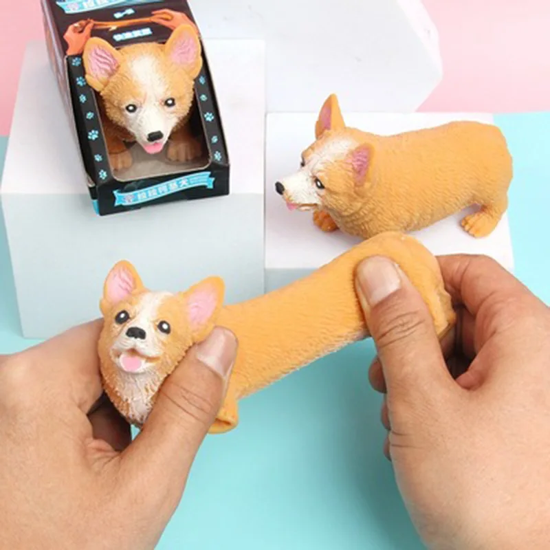 1PC Unzip Corgi Dog Modeling Creative Color Boxed Dog Decompression Pinch Music Toys Cute Desktop Ornament Birthday Gifts