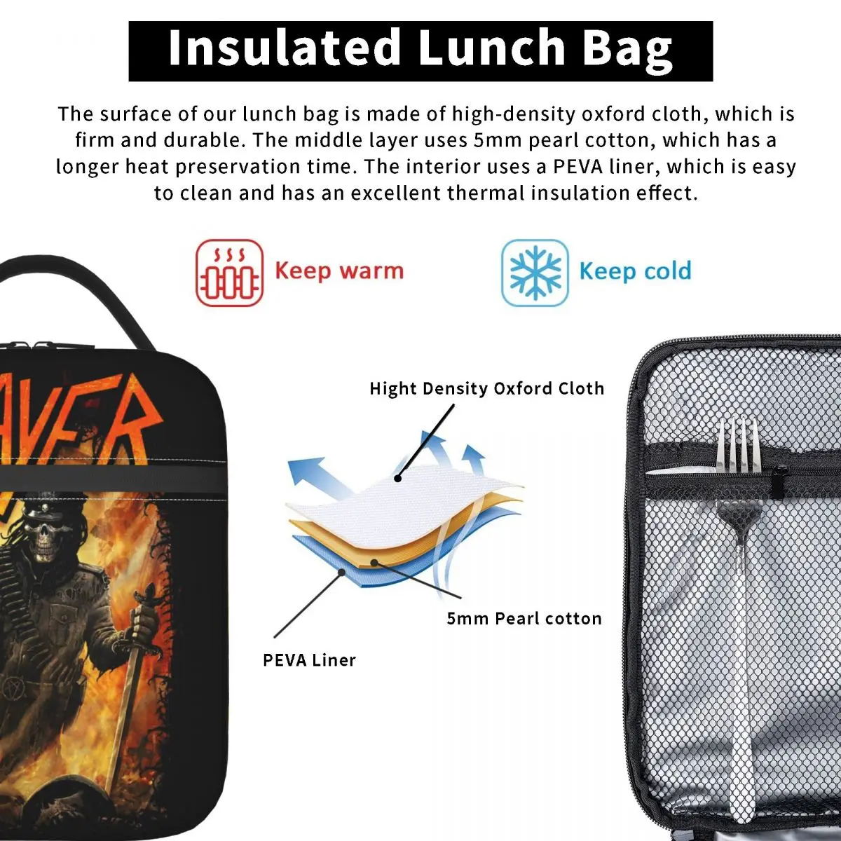 Lunch Box Slayers accessori post-partum Rock Band Lunch Food Box INS Trendy Cooler Thermal Bento Box per esterno