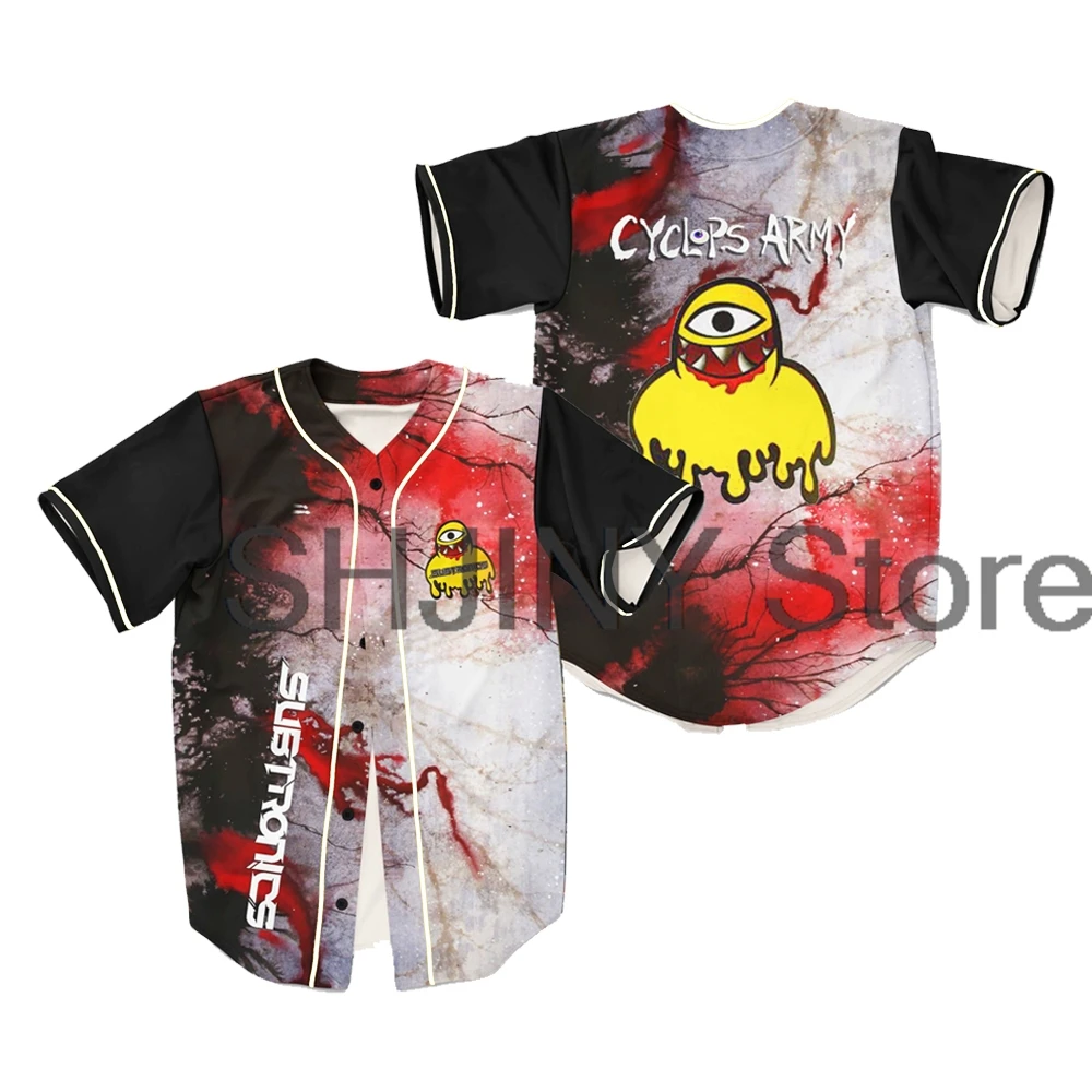 

Subtronics Cyclops Army Vampire Rave Baseball Jersey EDM Festivals Merch Short Sleeve Streetwear Shirts Women Men Fashion Tee