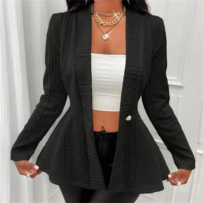

2026 Spring Autumn Jacquard Suit Jacket Women Fashion Outwear Jackets Long Sleeve Blazer Vintage White Black Coat Tops Female