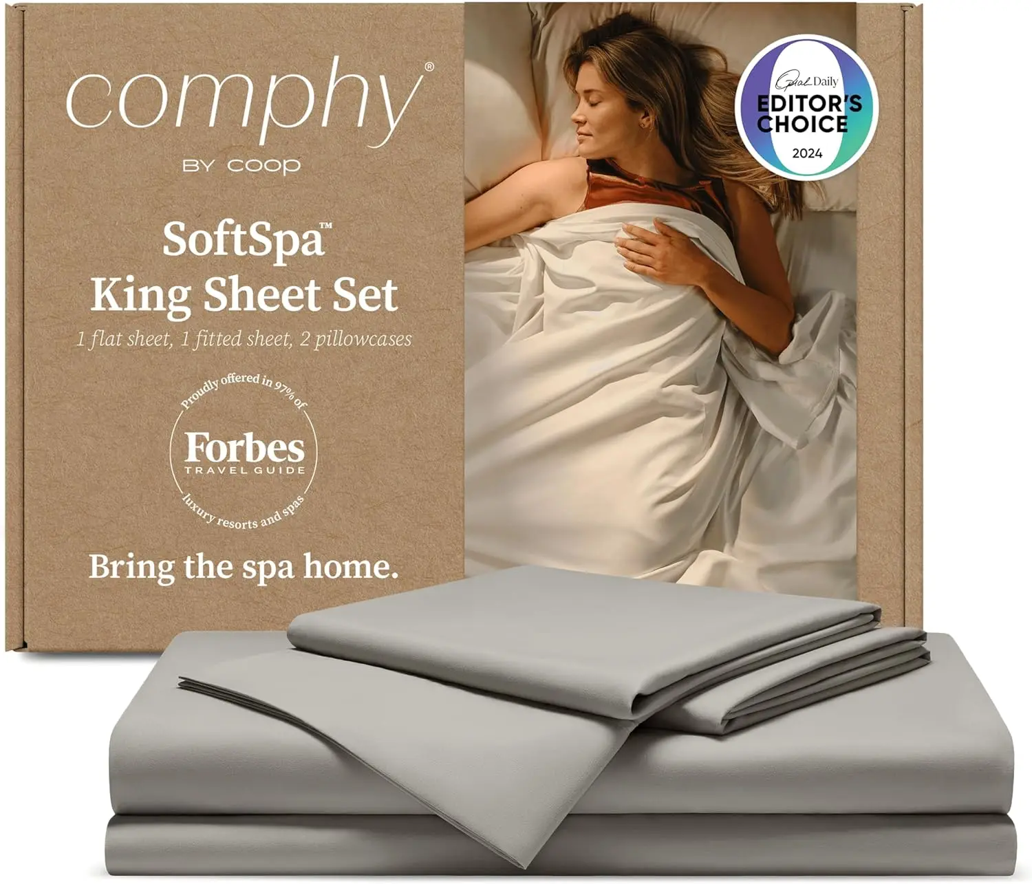 

by Coop SoftSpa Bed Sheet Set of 4 Pieces, Dove Grey King, Super Soft King Sheets Bed Set, Flat and Fitted, Luxury Spa and Hotel