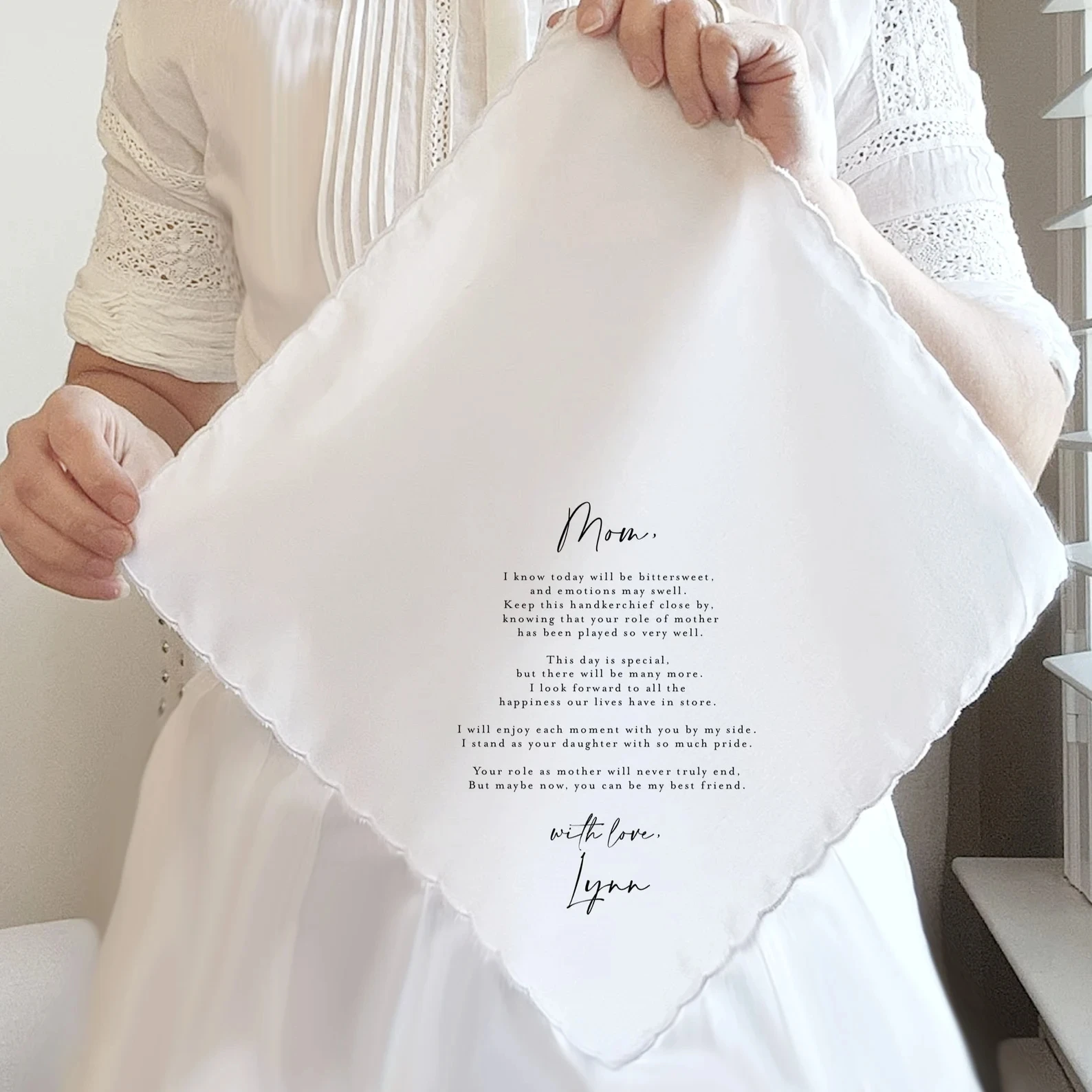 Mother of the Bride Gift, Handkerchief Gift for Mom from the Bride, Personalized Handkerchief Wedding Gift