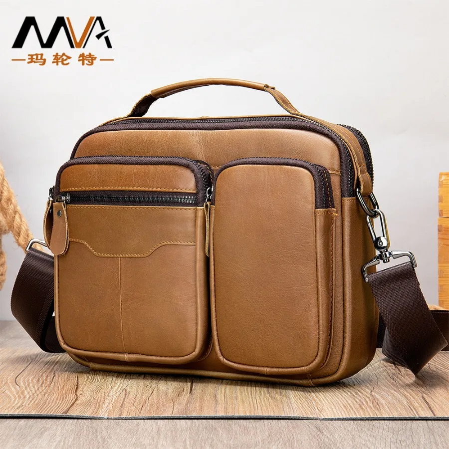 

【New style】Genuine leather body bag men's high-end retro top-layer cowhide horizontal men's shoulder bag business travel handba