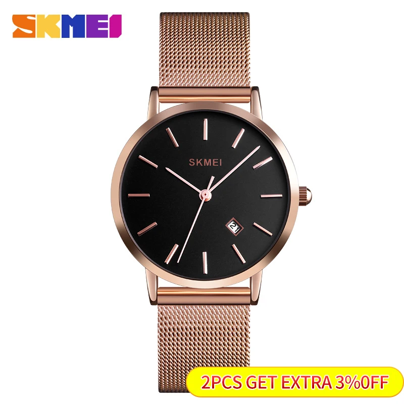 SKMEI Fashion Women Watch Casual Quartz Wristwatches Simple Style 3bar Waterproof Stainless Steel Watchband reloj mujer 1530