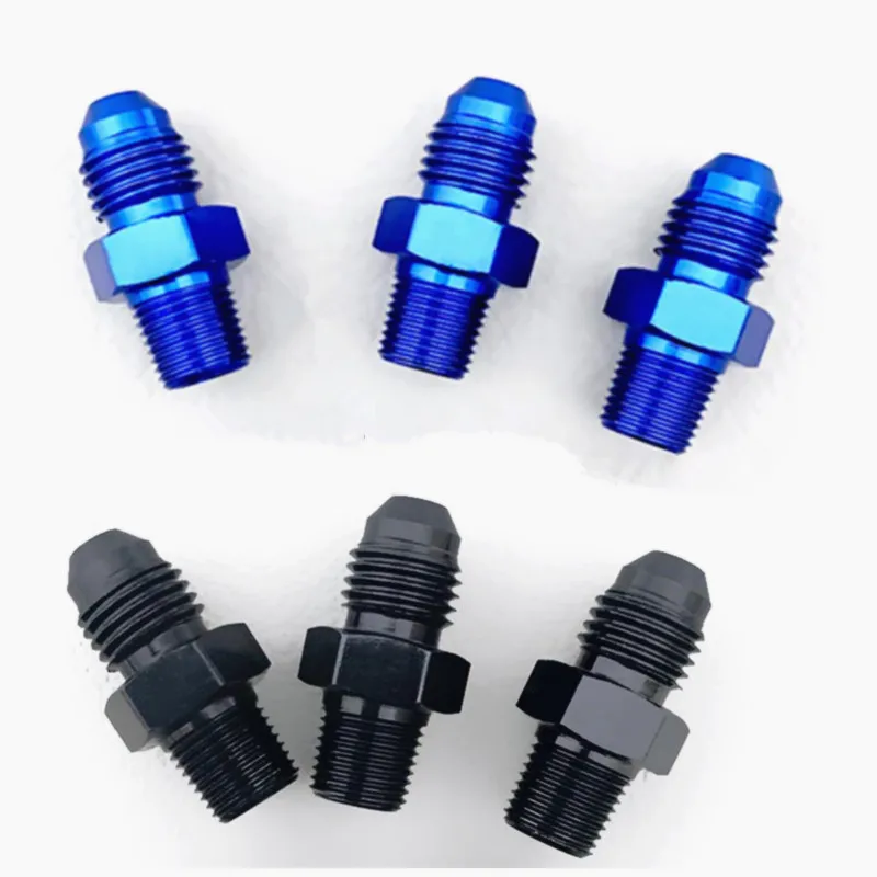 

Blue Black Universal AN4 AN6 AN8 Flare Male to NPT Thread Straight Fuel Oil Air Hose Fitting Pipe Adapter Car Auto Accessories