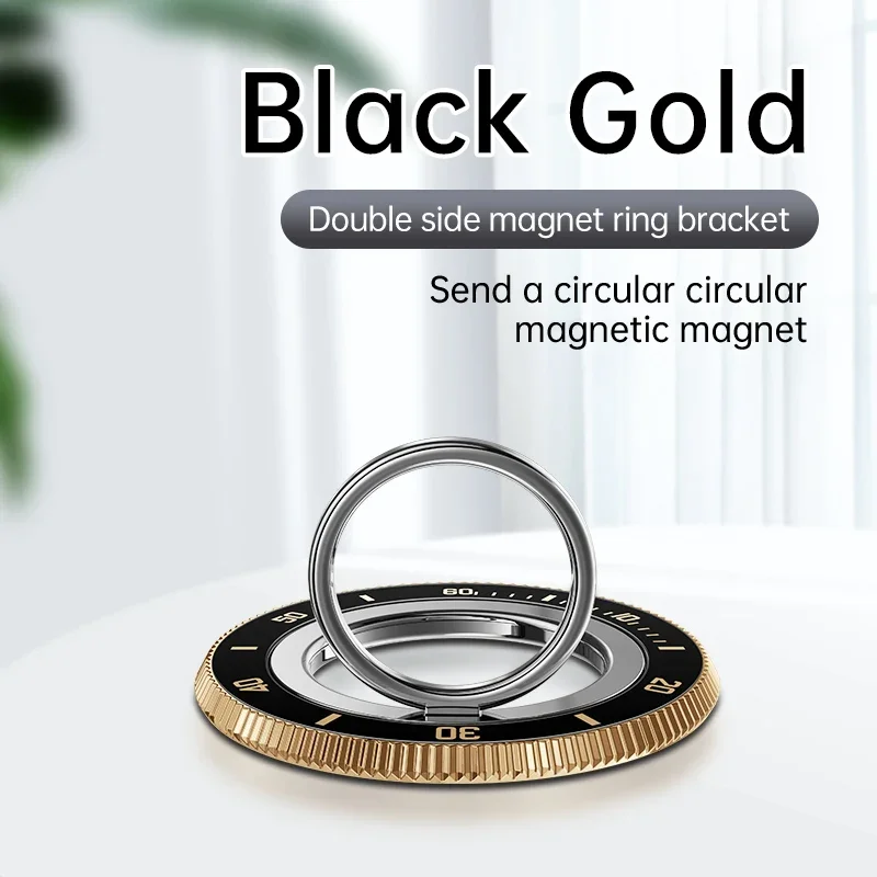 360° Rotation Metal Magnetic RIng Holder For Iphone Samsung Huawei Finger Ring Kickstand Foldable Phone Stand With Clock Scale