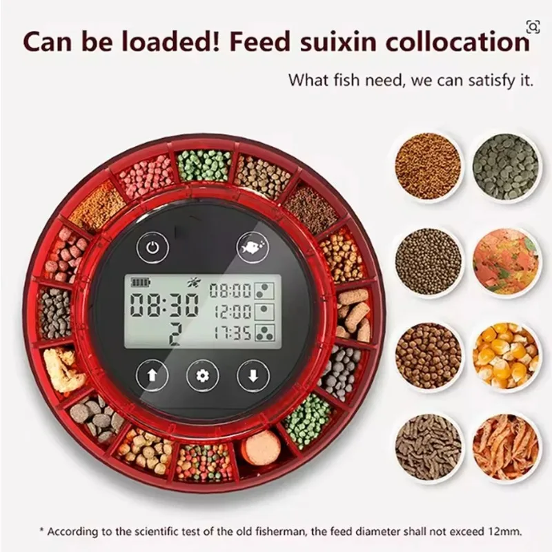 

Automatic Fish Feeder Aquarium Automatic Food Dispenser USB Rechargeable Auto Fish Food Dispenser with Timer LCD Display