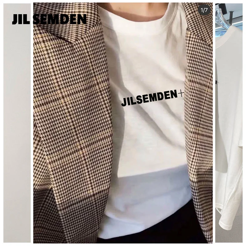 JIL SEMDEN brand men's and women's printed T-shirt, loose casual top, couple minimalist style, high quality, 100% pure cotton