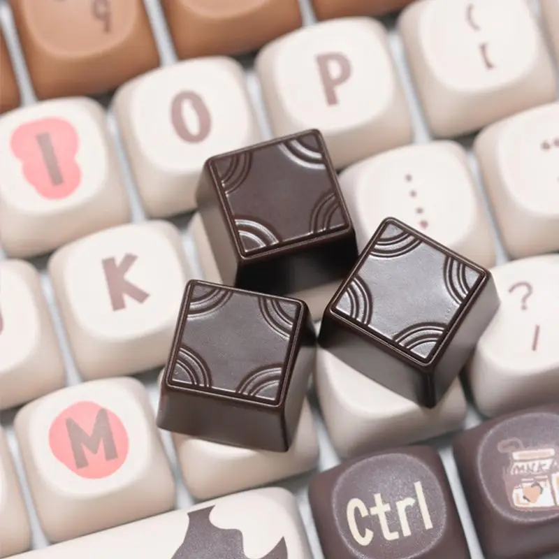 Chocolate Artisan Keycaps 3D Textured Dark Chocolate Bar Resin Custom Novelty Set for Mechanical Keyboard Cherry MX Cute Sweet