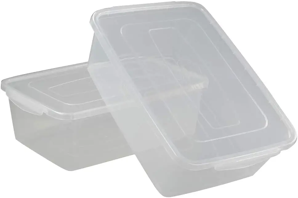 

Clear Plastic Quart Storage Bins, 2-Pack Organizer for Home Use
