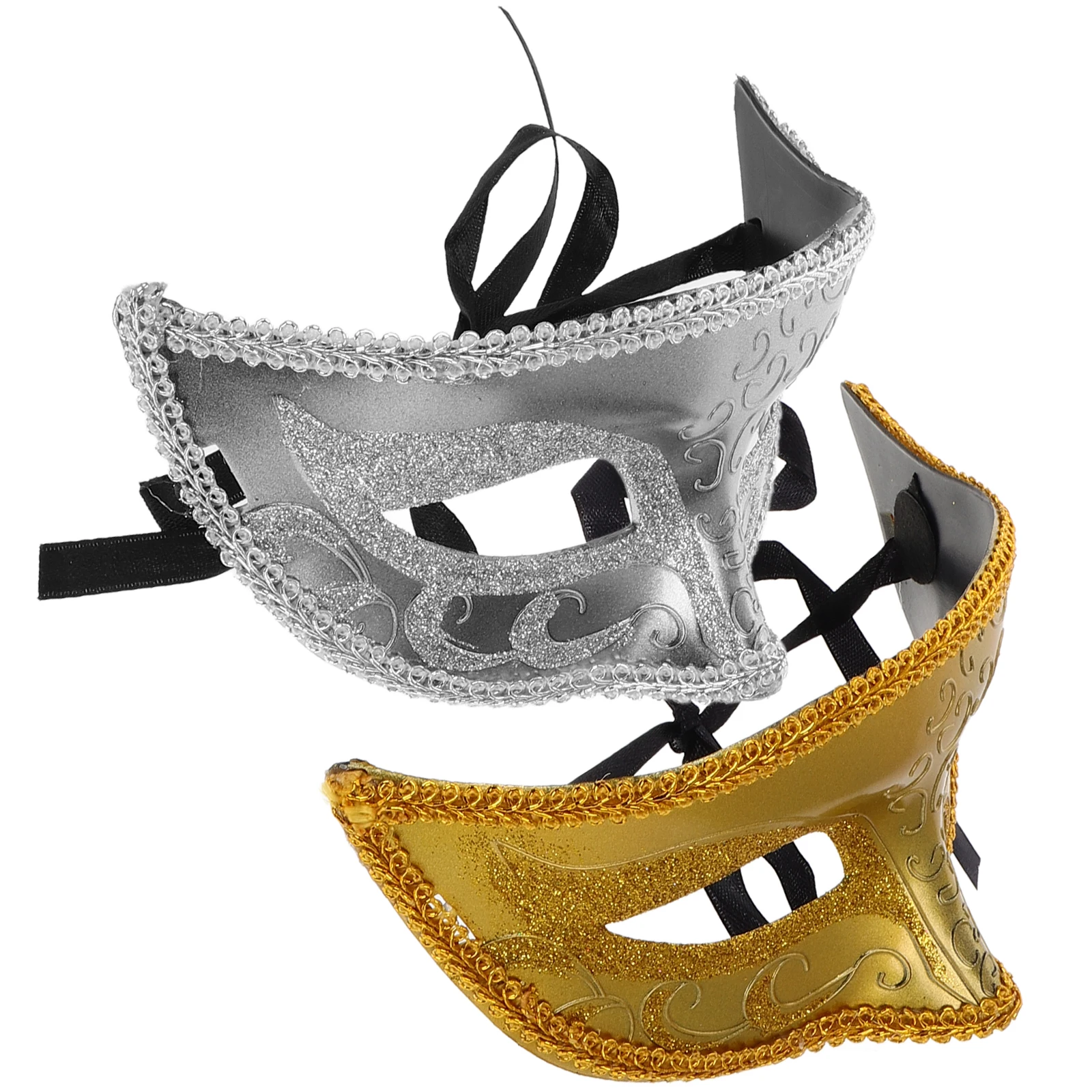 

2Pcs Princess Mask Black Plastic Half Face Masks for Halloween Party Masquerade Masks Novelty Lightweight Comfortable
