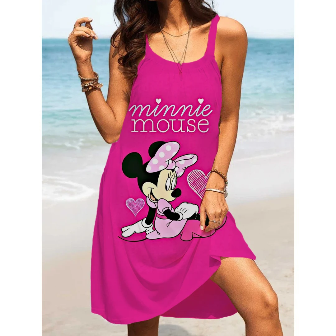 

Sexy Dress Loose Bodycon Boho Women's Summer Sundresses 3D Print Minnie Mouse Dresses Woman 2024 Cartoon Elegant Disney Y2k 5XL