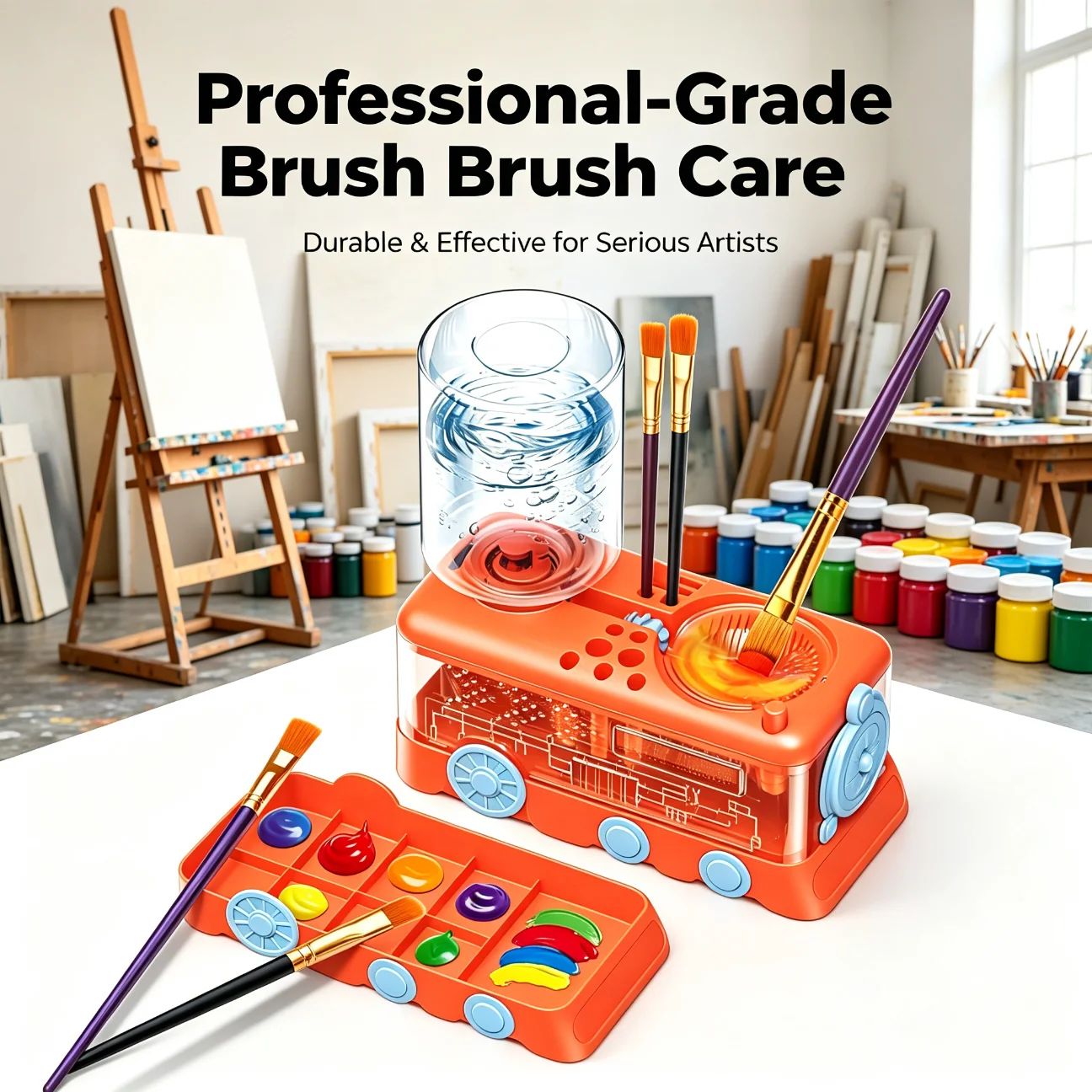 Paint Brush Rinser Water Cycle Cleaner Automatic Water Changing Brush Washer Cup for Watercolor Acrylic Art Studio