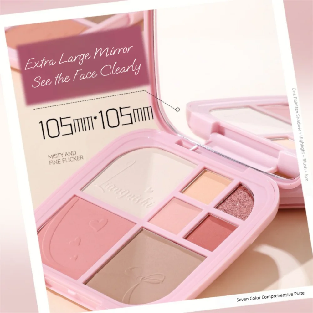 

Brighten Eye Shadow Cosmetics Blush Art Highlighting Powder Disc with Mirror Long Lasting 7 Color Face Palette Makeup Tool