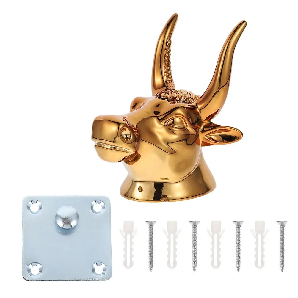 

Retro Bathroom Vintage Hooks for Coats Towels Door Key Heavy Duty Iron Cow Head Wall Hanging Organizers Storage