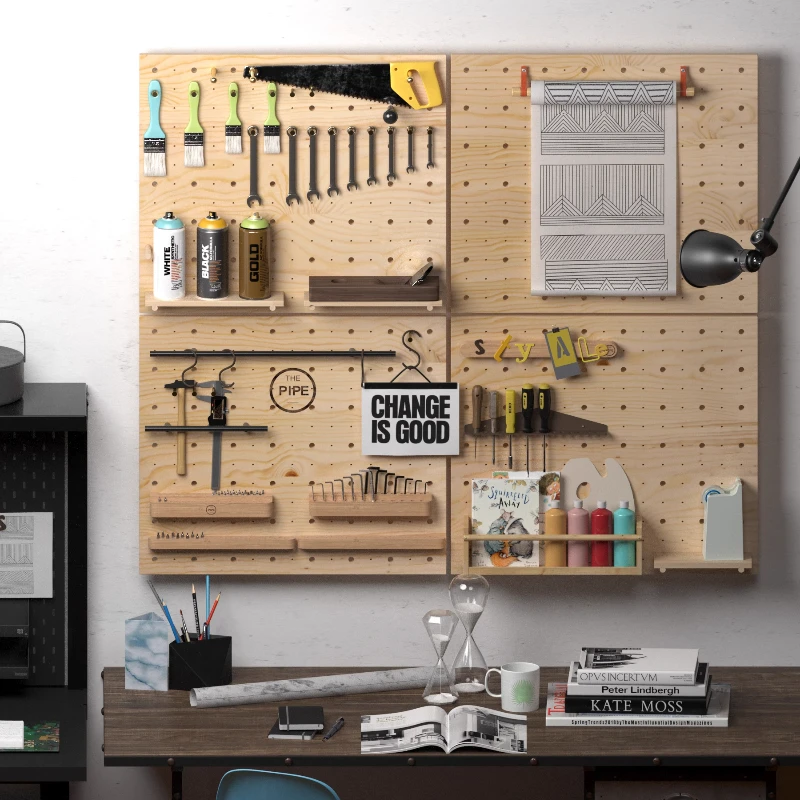 

Leather carving metalworking tools Wall rack Solid wood hole board Wall tissue storage and finishing board
