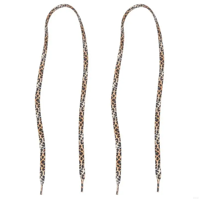 B95F Leopard Print Tie Dye Shoelaces Polyester Shoe Laces Shoelaces for Adults Teens Kids Sneakers Trainers Shoe Decoration