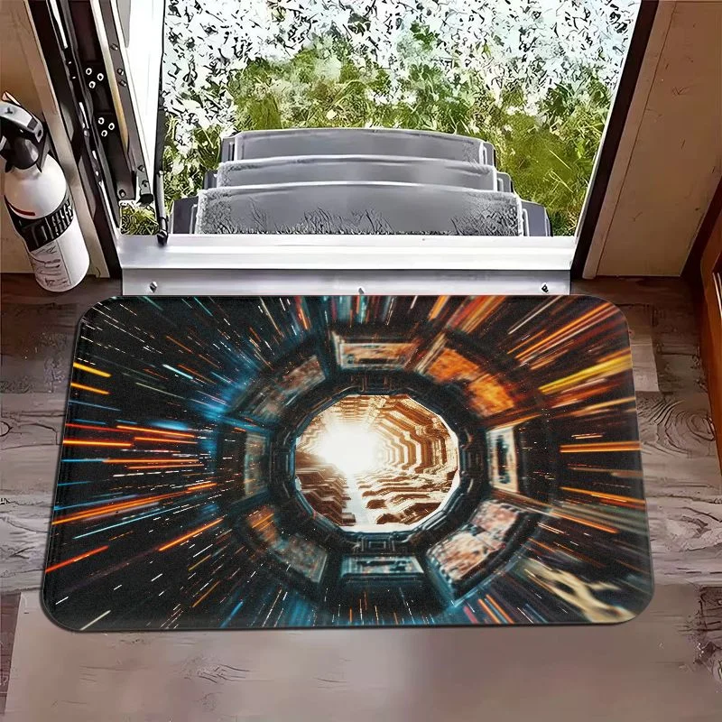 VIKAMA Cyber Interstellar Time And Space Tunnel Visual Illusion Entrance Doormat Foyer Bathroom Entrance Home Carpet Home Decor