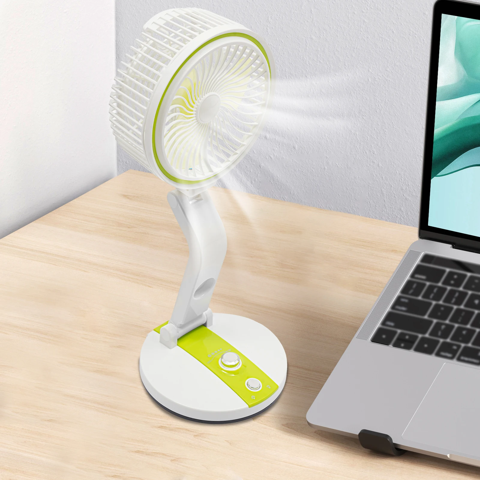 

18" Portable Solar Power Fan Tabletop Stand Fan w/LED Light USB Rechargeable Desk Fan For Camping Desktop Office Adjustable