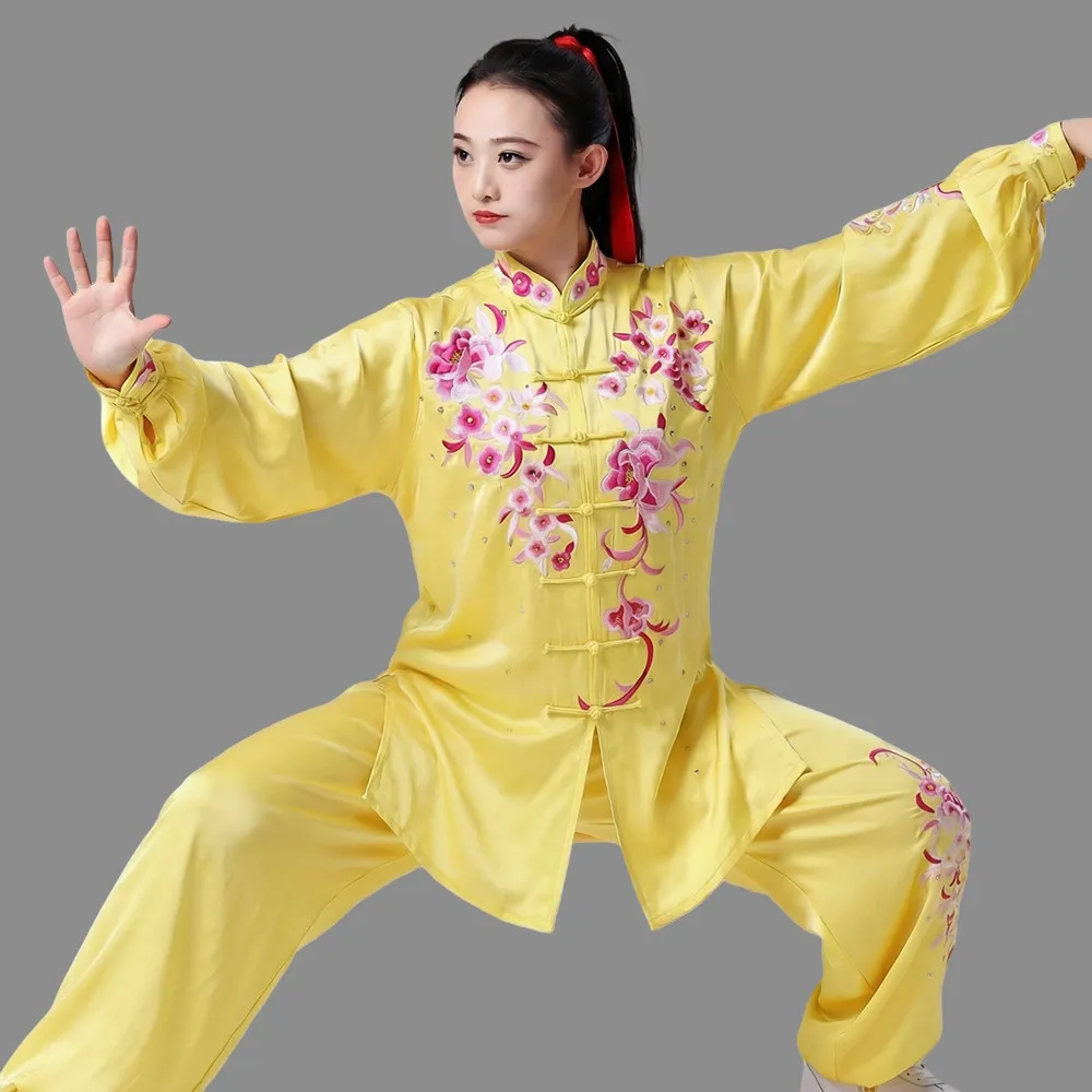 Women's Unisex Custom Tai Chi Suit Premium Embroidery Baduanjin Martial Arts Team Performance & Competition Training Wear