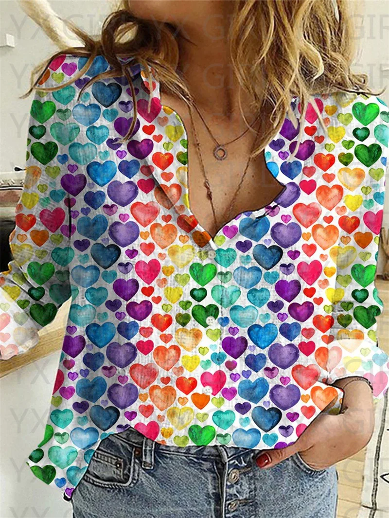 

Women's Rainbow Gradient Pride Love Bubbles Casual Print Shirt 3D Printed Button-down Shirt Women's Casual Unique Streewear