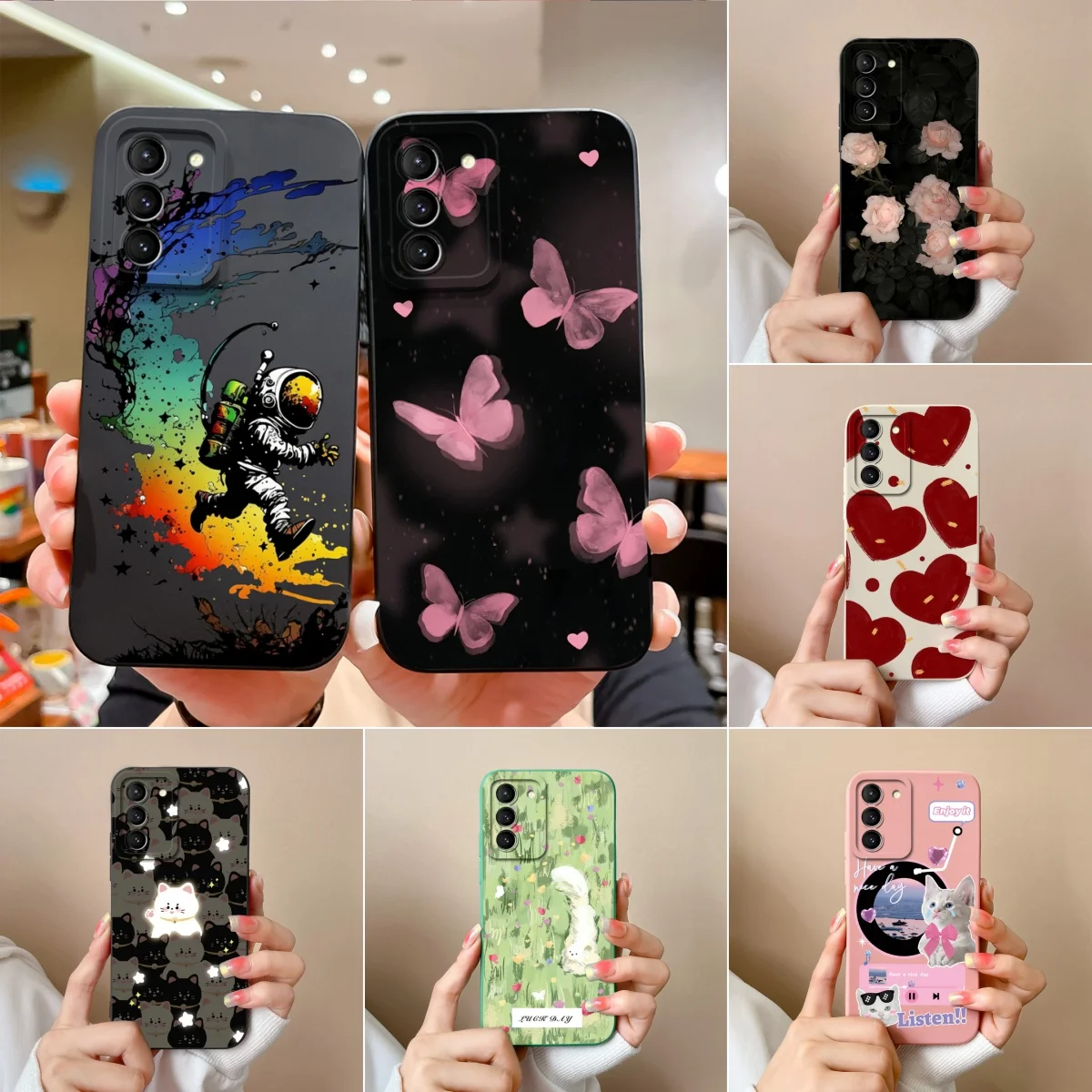 Funda de teléfono para Samsung Galaxy S21 S21 + S21FE S21Ultra, carcasa trasera de silicona suave con corazón de amor para Galaxy S21 FE S21 Ultra Coque
