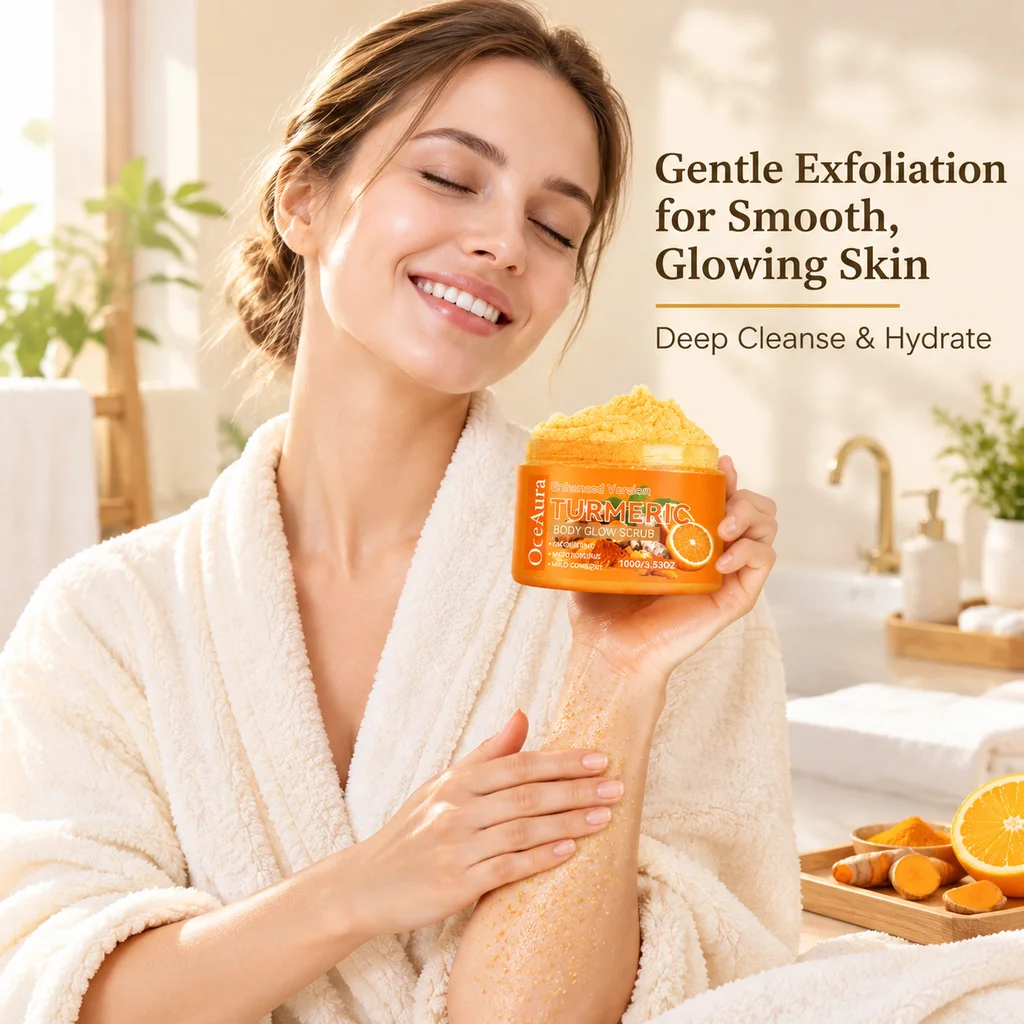 Turmeric Body Scrubs Glowing Skin Moisturizer Improve Dry Deep Cleanse Hydration Gentle Exfoliating Body Care Cream