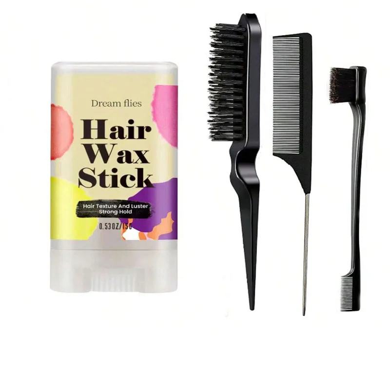 شمع الشعر المحمول ، شمع الشعر غير اللاصق ، 3 فرشاة حافة لحافة الشعر المجعد ، 15 جم