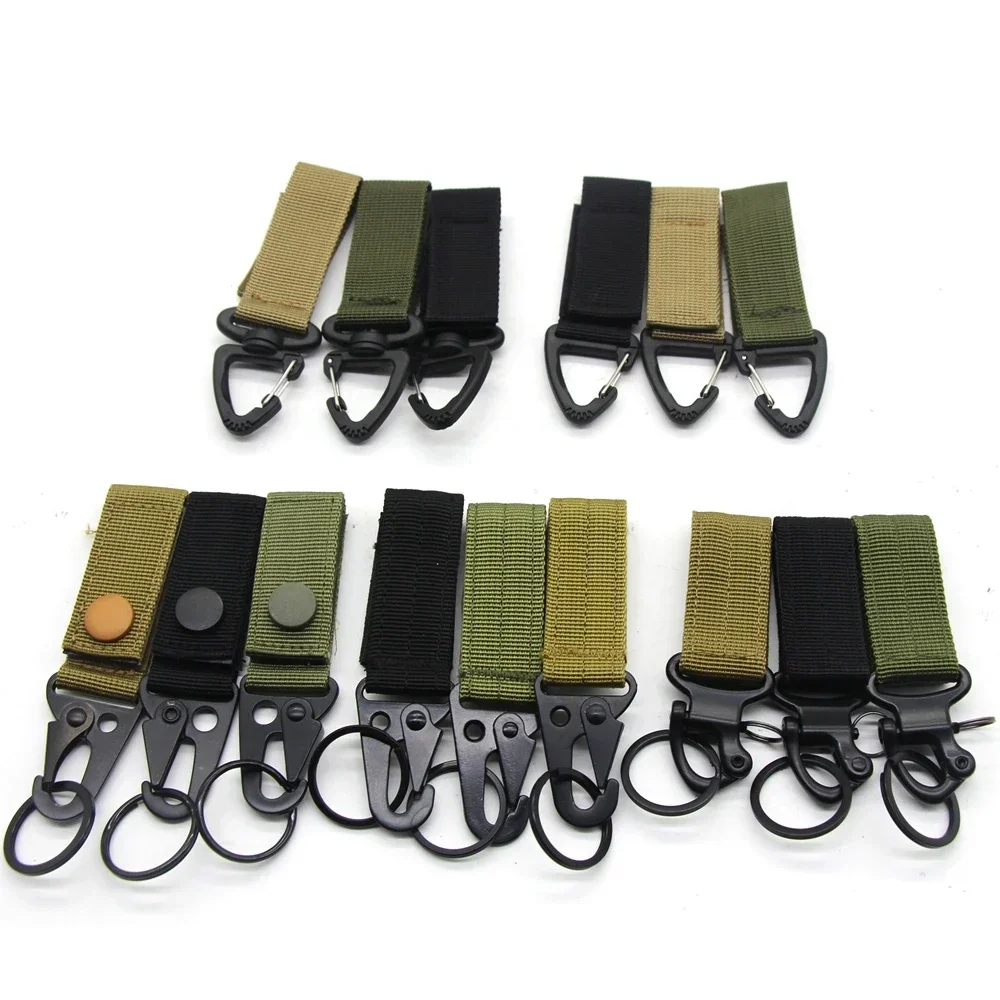 2 pieces/set Tactical Molle Keyring Gear Keychain Nylon Belt Molle Webbing Keychain Belt Molle Bags Backpack Camping Hunting