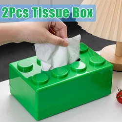 Building Block Design Tissue Box Tissue Holder With Spring Tissue Storage Box for Bathroom Living Room Bedroom Vanity Countertop
