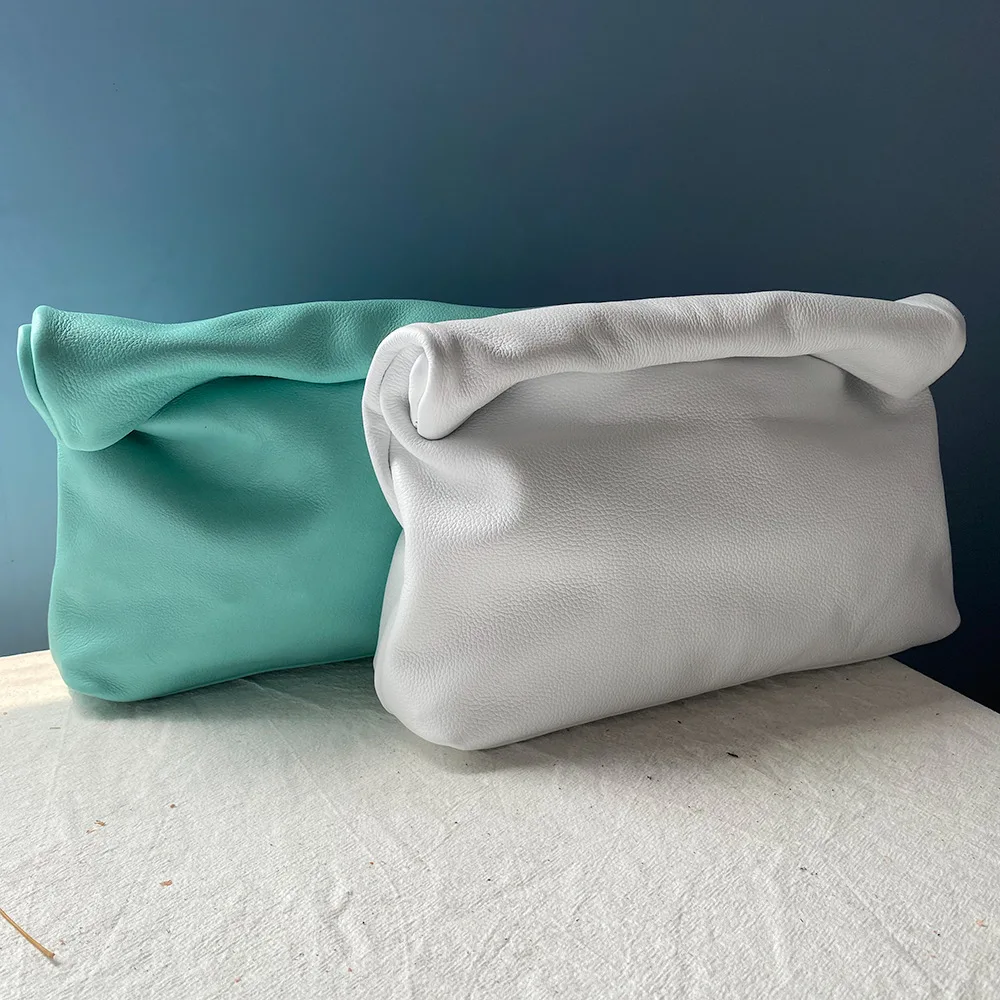 

100% genuine leather Cowhide Handbag High Quality Leather Women's Foldable Designer Handbag Simple Magnet Handle Bags