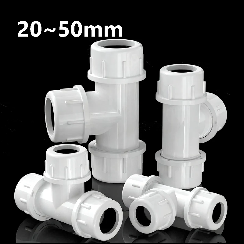 

20mm~50mm PVC White Quick Connect Tee Pipe Repair Joint for Aquariums Pressure Fitting