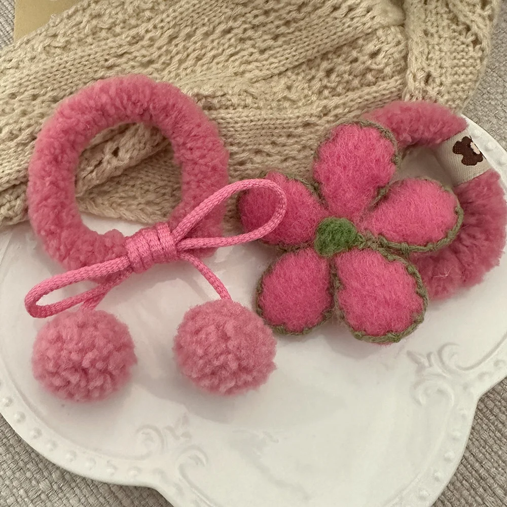 children's hair clip headdress hairpin Sweet and lovely felt flower hair accessories Plush side hairballs and florets hair clip