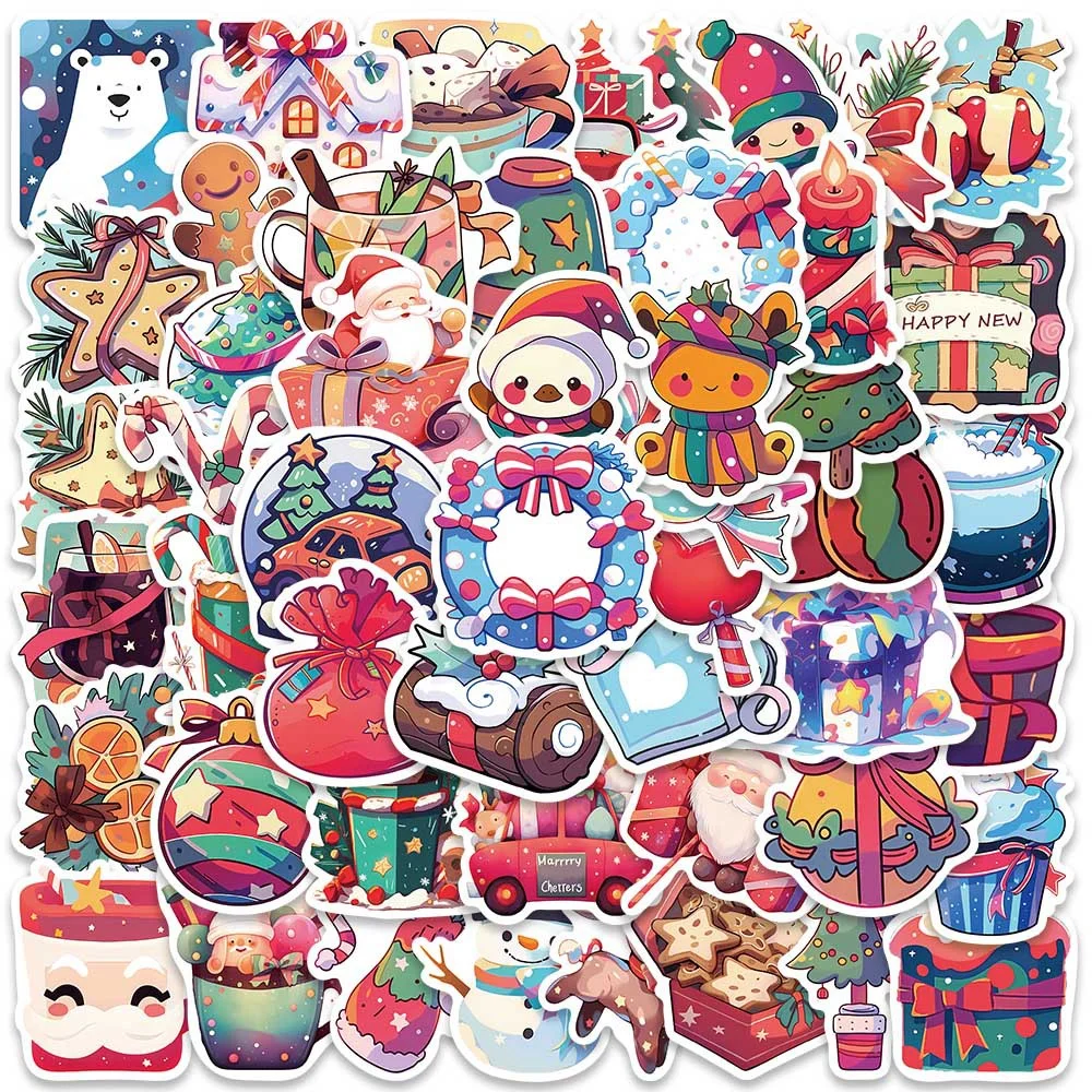 50 قطعة هدايا عيد الميلاد المضحكة الجديدة ملصقات الكتابة على الجدران المقاومة للماء لخوذة دراجة حساب اليد مقلمة الشارات #2