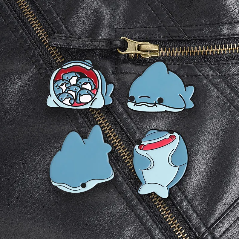 Belly Full Of Tiny Sharks Enamel Pin, Cute Funny Shark Brooch With Mini Sharks Inside For Ocean Lovers And Whimsical Style