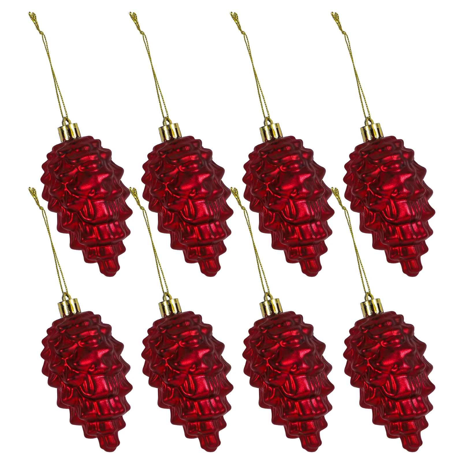 

8pcs Christmas Ball Pine Cone Ornaments Stylish Mini Pendant Decor Craft Plastic Holiday Xmas Tree Party
