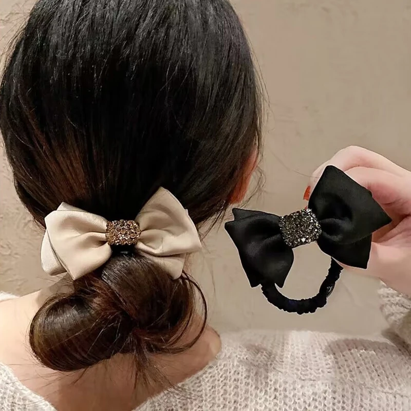 

Shining Rhinestone Women Hair Accessories Elastic Hair Girl Rubber Bands French Women's Headbands Metal Korean Hair Rope
