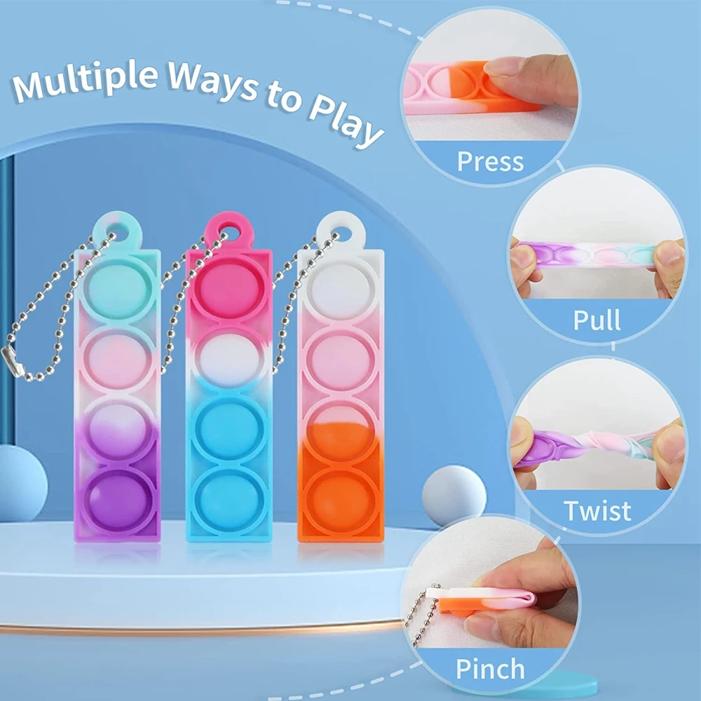 20PCS Mini Pop Schlüsselanhänger Blasen Party Gefälligkeiten Zappeln Spielzeug Stress Relief Sensorische Spielzeug für Autistische Kinder Klassenzimmer Preise Geschenke – Detail 3